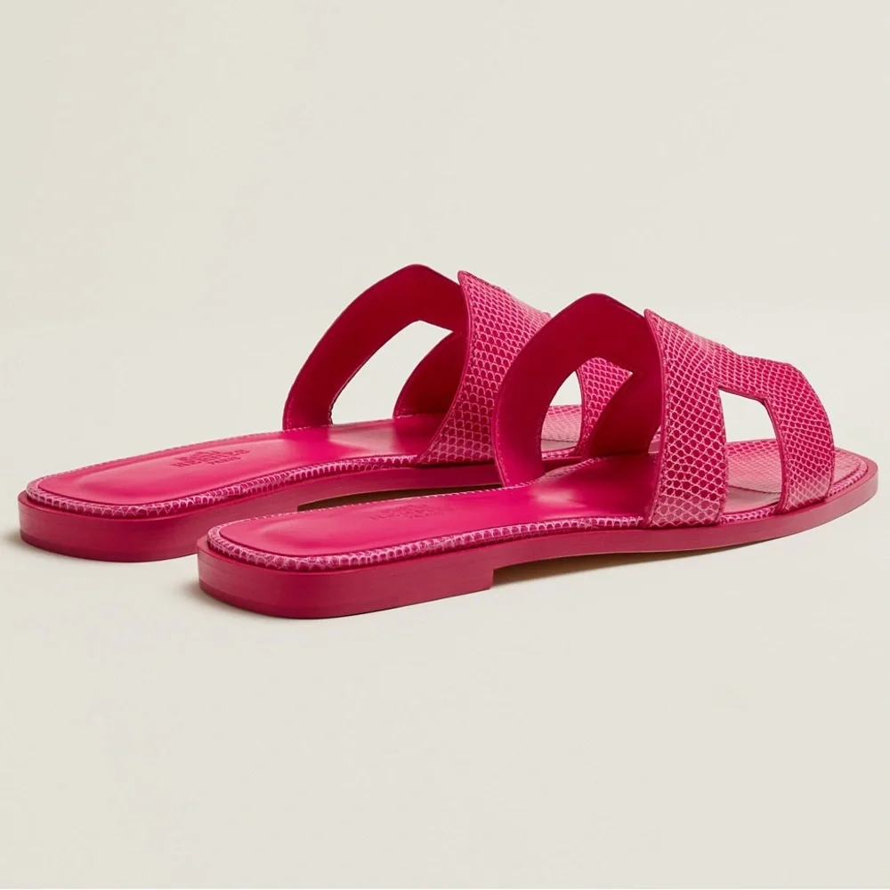 HP🎉RARE PINK LIZARD HERMÈS ORAN SANDALS - Picture 4 of 15
